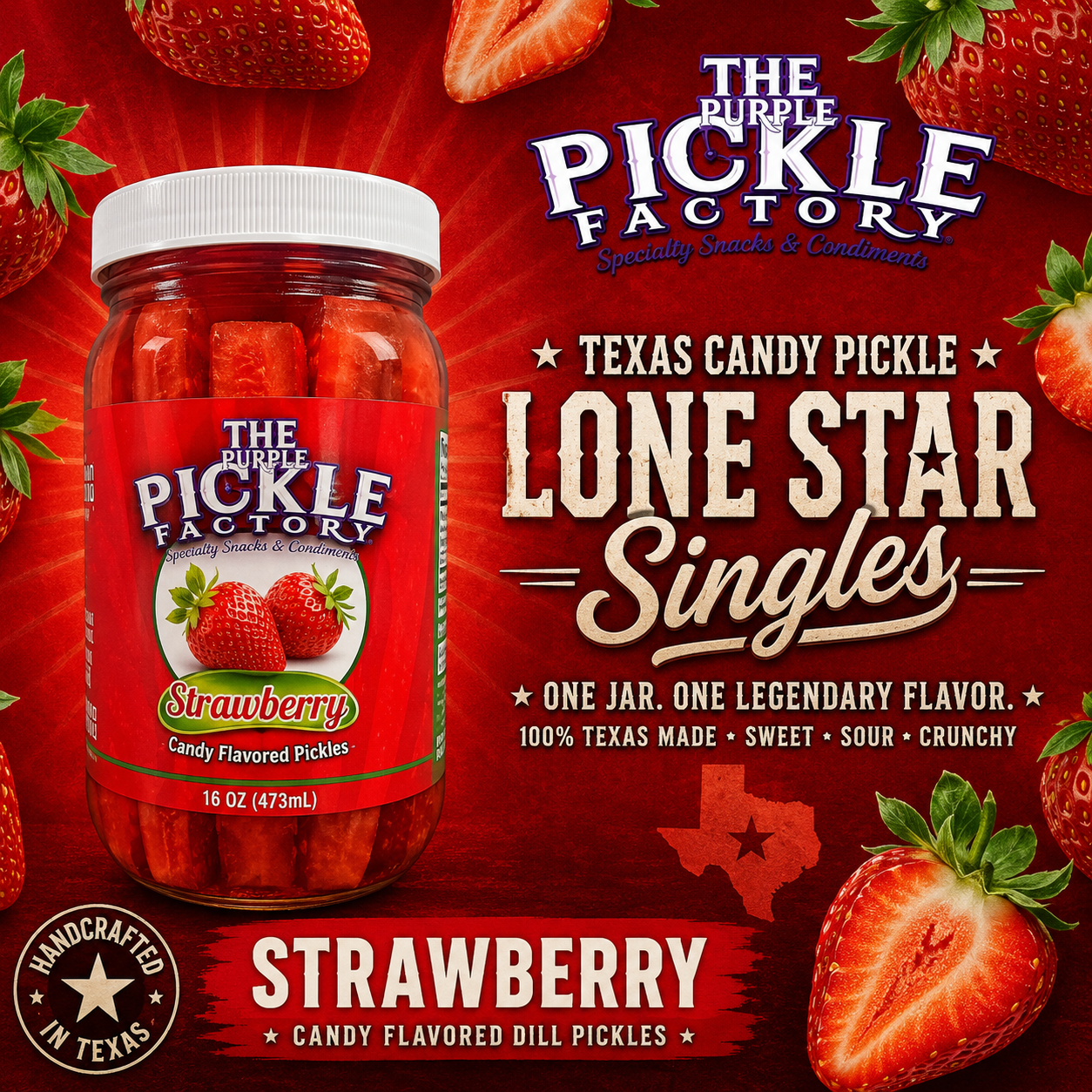 🍓 Texas Candy Pickle Classic™

Strawberry

Sweet Strawberry. Legendary Texas Crunch