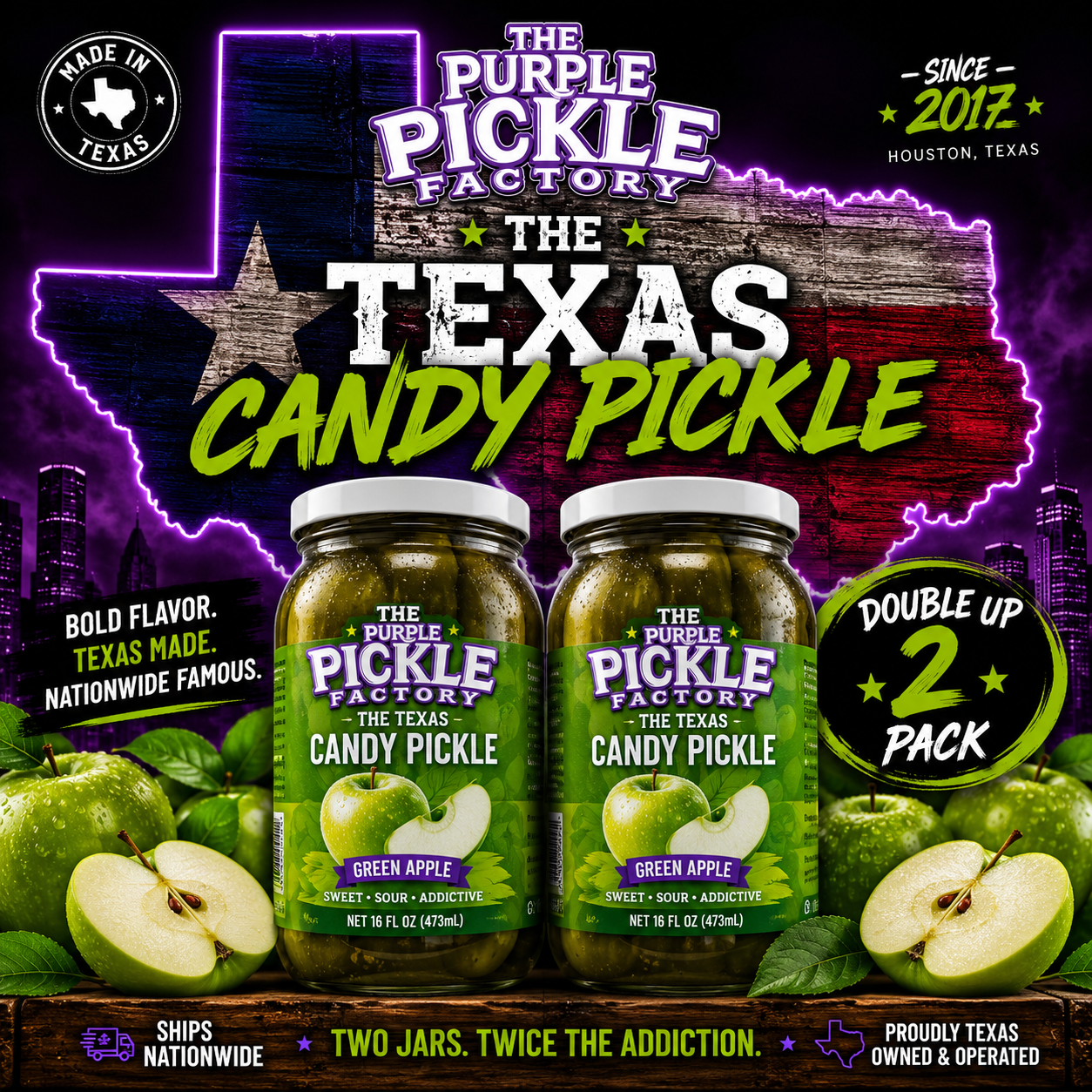 Texas Candy Pickle Two Step™ Green Apple Edition